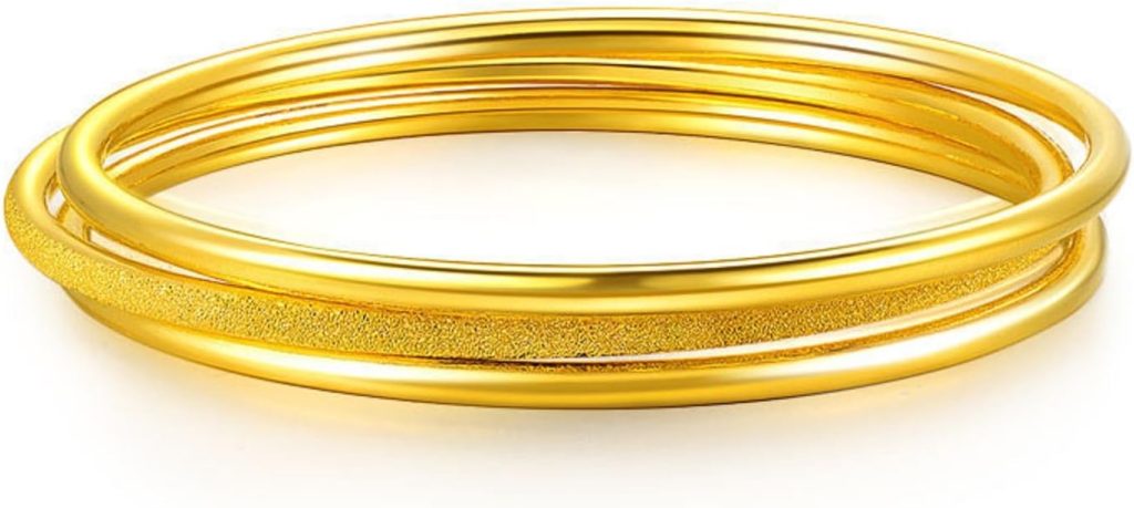 GOWE 24k Pure Gold Bangle for Women Female Trendy Fashion Smooth Worn Classic Bracelet Upscale Hot Fine Jewelry Solid 999 Bangles Gem Color:Smooth