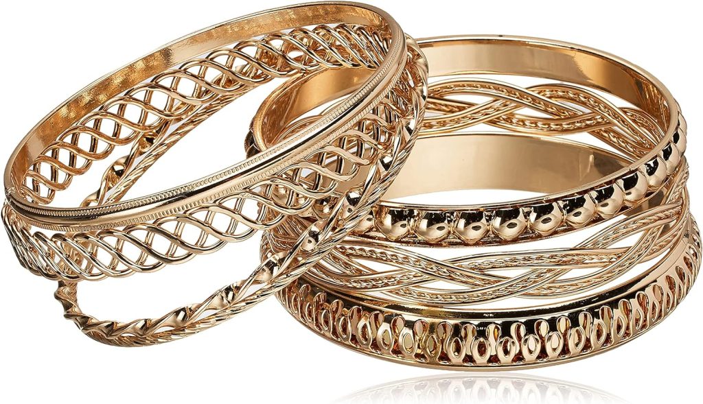 GUESS Basic Gold 7 Piece Mixed Bangle Bracelet