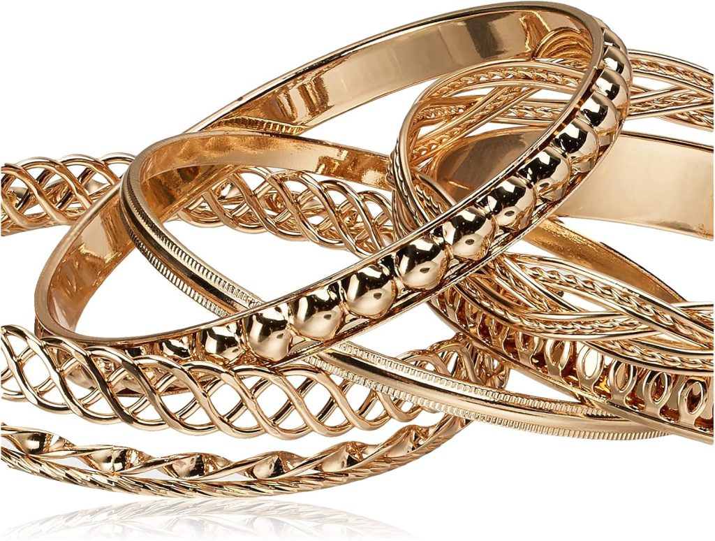 GUESS Basic Gold 7 Piece Mixed Bangle Bracelet