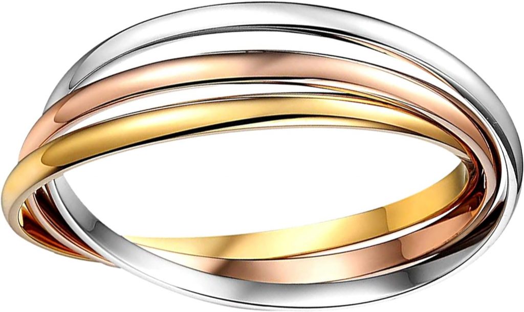 Jewelry Affairs 14k Tricolor Gold Interlocking Womens Bangle Bracelet, 7.5