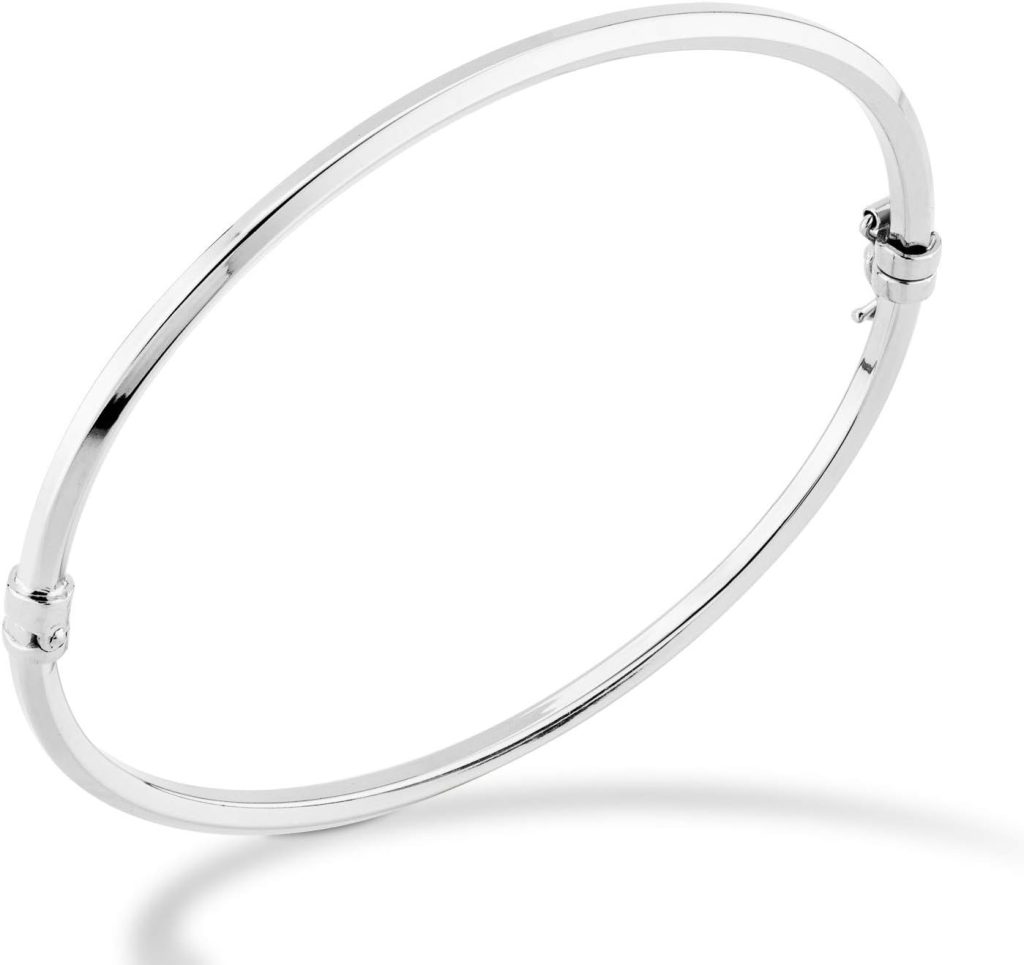 Miabella 925 Sterling Silver Italian Oval Hinged Bangle Bracelet for Women Girls, Made in Italy