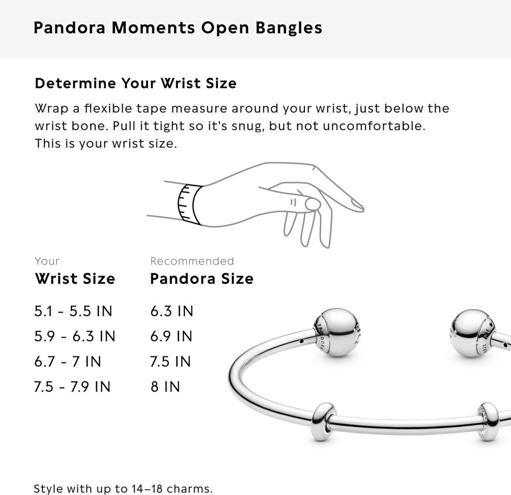 Pandora Moments Sterling Silver Open Bangle for Women - Compatible Moments Charms - Sterling Silver Bracelet - Gift for Her