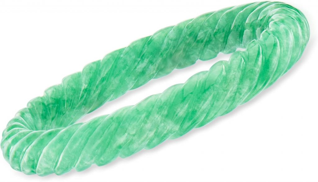 Ross-Simons Carved Jade Bangle Bracelet. 7.5 inches