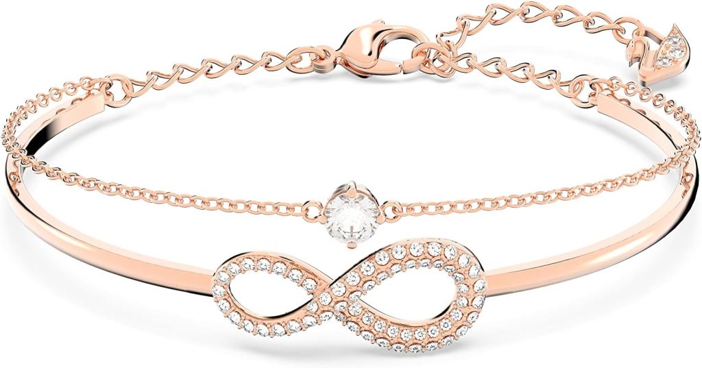 SWAROVSKI Infinity Twist Jewelry Collection, Bracelets  Necklaces, Rhodium  Rose Gold Tone Finish, Clear Crystals