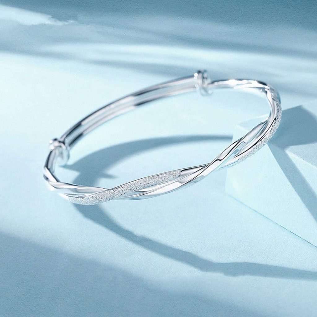 Handmade 925 Sterling Silver Bracelet Fashion Jewelry Simple Cuff Bangles for Women Valentine Mothers day Gift