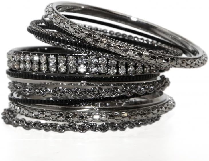 LUX ACCESSORIES Womens Pave Braided Mesh Wire Multi Bangle Set