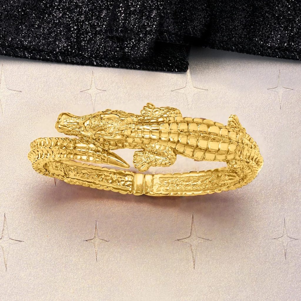 Ross-Simons Italian 18kt Yellow Gold Alligator Bangle Bracelet. 8 inches