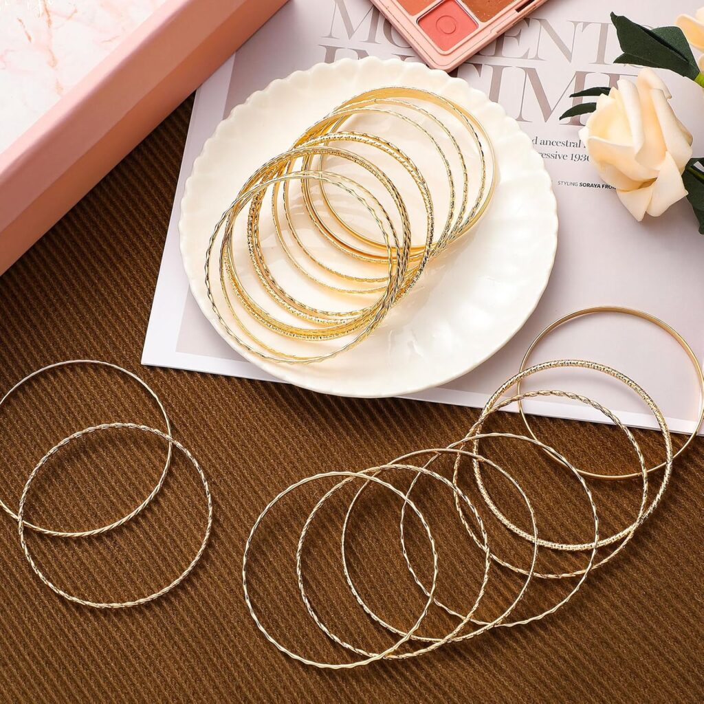 24 Pcs Gold Bangle Bracelets Set for Women Diameter 2.6 Inches Boho Stackable Textured Bracelets Indian Chunky Multi Layer Bangles Gold Jewelry Boho Golden Jewelry for Women Wedding Gift 24 Pcs Gold Bangle Bracelets Set for Women Diameter 2.6 Inches Boho Stackable Textured Bracelets Indian Chunky Multi Layer Bangles Gold Jewelry Boho Golden Jewelry for Women Wedding Gift