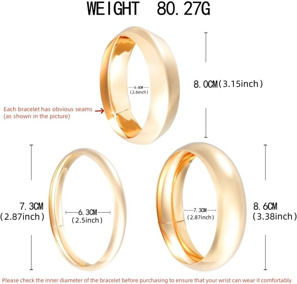3 Pieces Gold Chunky Bracelets for Women Golden Bangles for Women Punk Style Wide Chunky Cuff Bracelets Stack 3 Pieces Gold Chunky Bracelets for Women Golden Bangles for Women Punk Style Wide Chunky Cuff Bracelets Stack