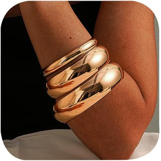 3 Pieces Gold Chunky Bracelets for Women Golden Bangles for Women Punk Style Wide Chunky Cuff Bracelets Stack 3 Pieces Gold Chunky Bracelets for Women Golden Bangles for Women Punk Style Wide Chunky Cuff Bracelets Stack