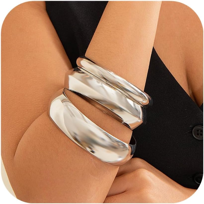 3PCS Chunky Gold Bangle Bracelets for Women Trendy Wide Wrist Cuff Bracelets Stack Statement Bangle Fashion Jewelry Gift 3PCS Chunky Gold Bangle Bracelets for Women Trendy Wide Wrist Cuff Bracelets Stack Statement Bangle Fashion Jewelry Gift