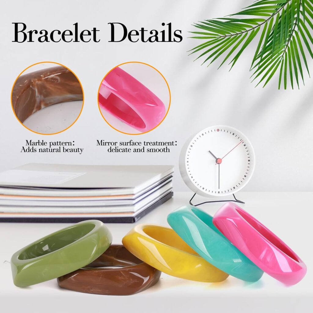 6 Pcs Acrylic Resin Chunky Bangle Bracelets for Women, Colorful Glass Bracelets Vintage Wide Irregular Geometric Plastic Bracelet for Women Jewelry 6 Pcs Acrylic Resin Chunky Bangle Bracelets for Women, Colorful Glass Bracelets Vintage Wide Irregular Geometric Plastic Bracelet for Women Jewelry