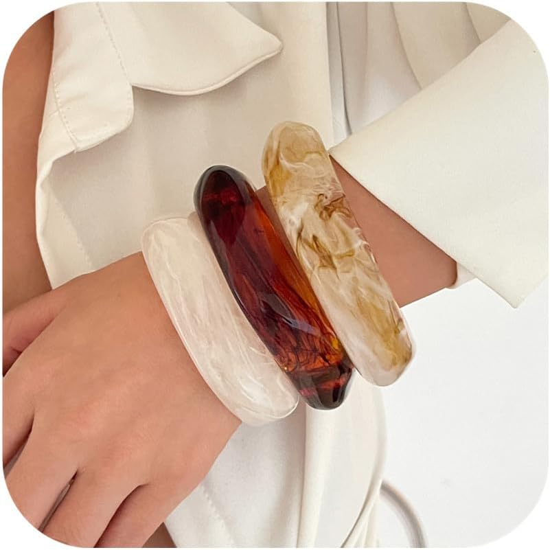 Acrylic Chunky Bangle Bracelets for Women, Irregular Punk Acrylic Resin Bangle Geometric Cuff Wide Wristband Bracelet Fashions Thick Acetate Statement Jewelry Set Acrylic Chunky Bangle Bracelets for Women, Irregular Punk Acrylic Resin Bangle Geometric Cuff Wide Wristband Bracelet Fashions Thick Acetate Statement Jewelry Set