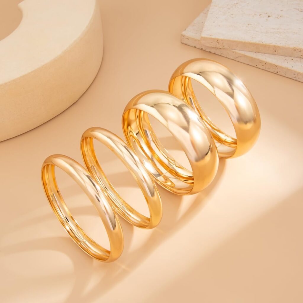 Chunky Gold Bangle Bracelets for Women Stack Trendy Silver Wide Wrist Statement Cuff Bracelet Arm Cuffs Upper Bangle Fashion Jewelry Gift Accessories Chunky Gold Bangle Bracelets for Women Stack Trendy Silver Wide Wrist Statement Cuff Bracelet Arm Cuffs Upper Bangle Fashion Jewelry Gift Accessories