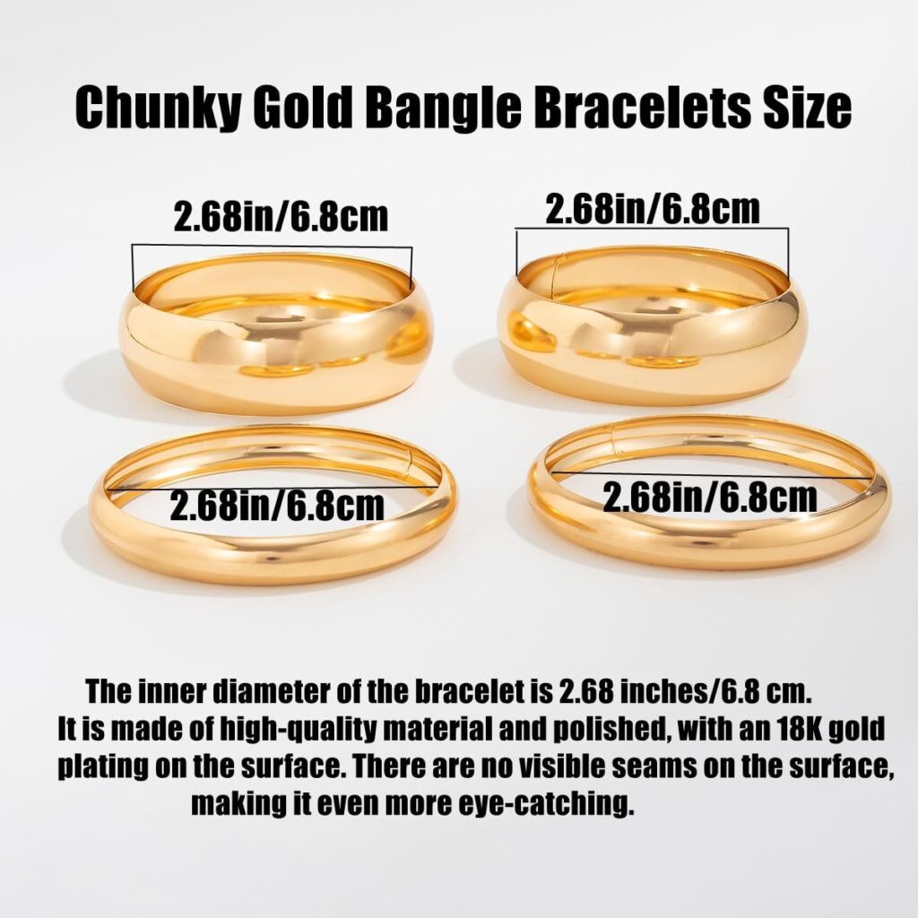 Chunky Gold Bangle Bracelets for Women Stack Trendy Silver Wide Wrist Statement Cuff Bracelet Arm Cuffs Upper Bangle Fashion Jewelry Gift Accessories Chunky Gold Bangle Bracelets for Women Stack Trendy Silver Wide Wrist Statement Cuff Bracelet Arm Cuffs Upper Bangle Fashion Jewelry Gift Accessories