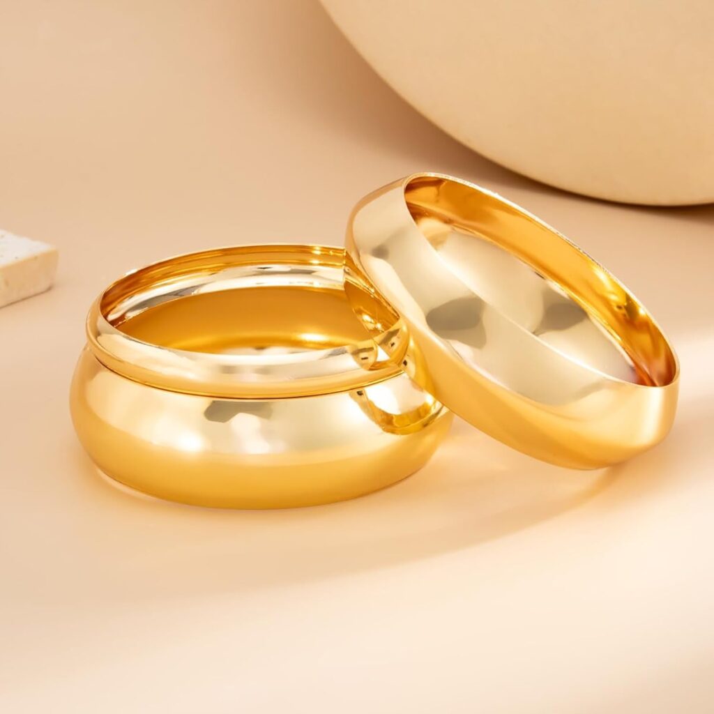 Chunky Gold Bangle Bracelets for Women Stack Wide Wrist Silver Cuff Bracelet Fashion Statement Jewelry Gift Accessories Chunky Gold Bangle Bracelets for Women Stack Wide Wrist Silver Cuff Bracelet Fashion Statement Jewelry Gift Accessories