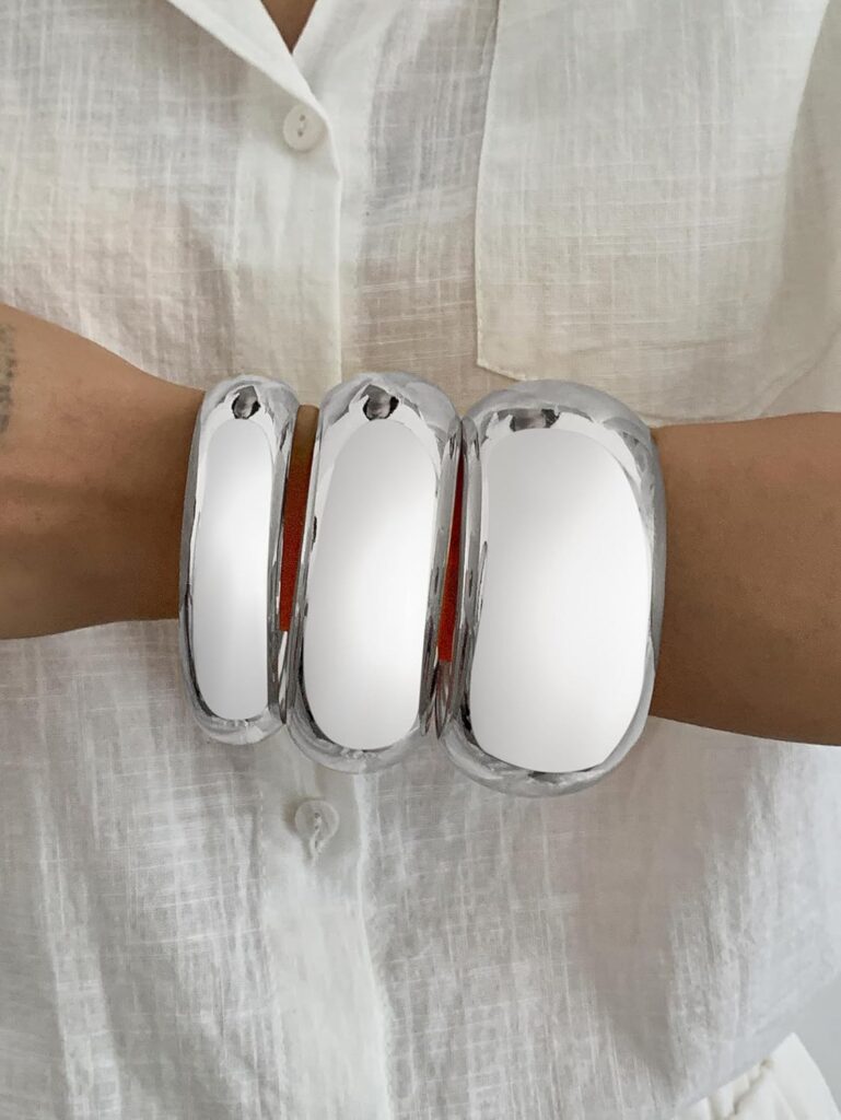 Chunky Gold Bracelets for Women Trendy Wide Wrist Silver Bangles Bracelet Stack Statement Bangle Fashion Jewelry Gift Accessories