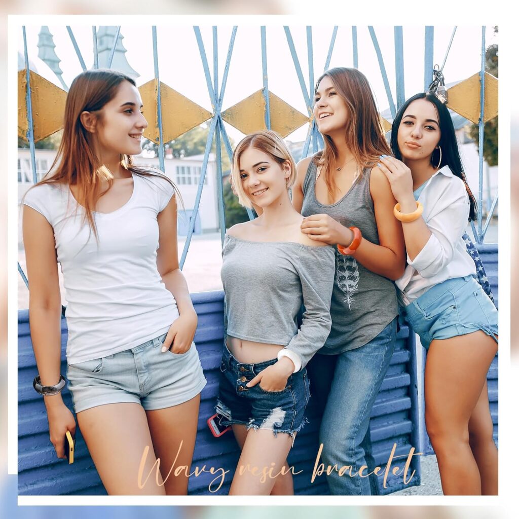 Landical Colorful Resin Bracelets for Women Square Chunky Acrylic Cuff Bangle Bracelet Wide Geometric Irregular Wristbands