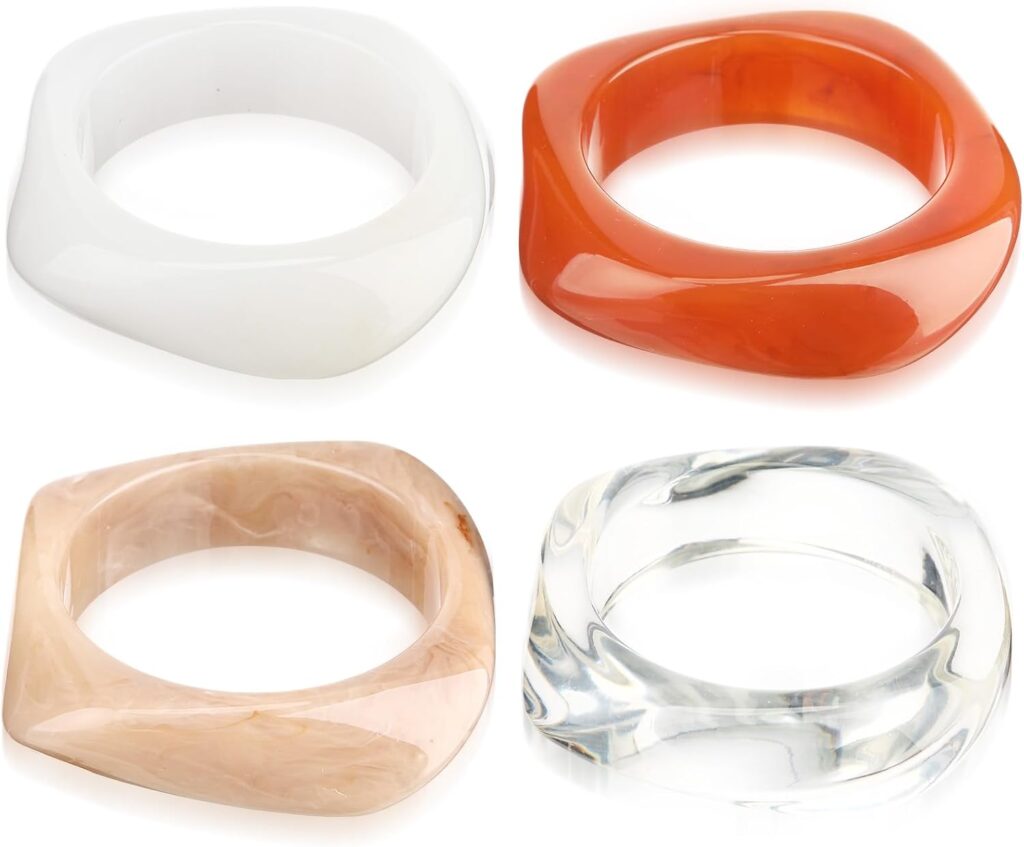 Landical Colorful Square Acrylic Resin Bangle Bracelet Wide Geometric Irregular Wristbands Women