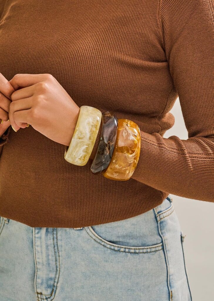 LILIEWHITE 3 PCS Acrylic Resin Bracelet For Women Trendy Chunky Bangle Bracelets Fashion Colorful Bracelet Jewelry Gift