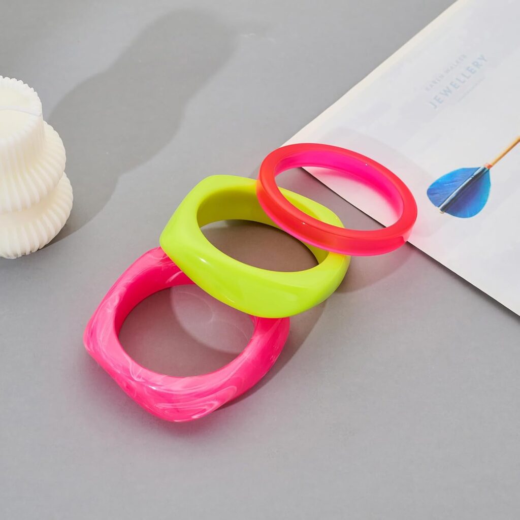 LILIEWHITE 3 PCS Acrylic Resin Bracelet For Women Trendy Chunky Bangle Bracelets Fashion Colorful Bracelet Jewelry Gift