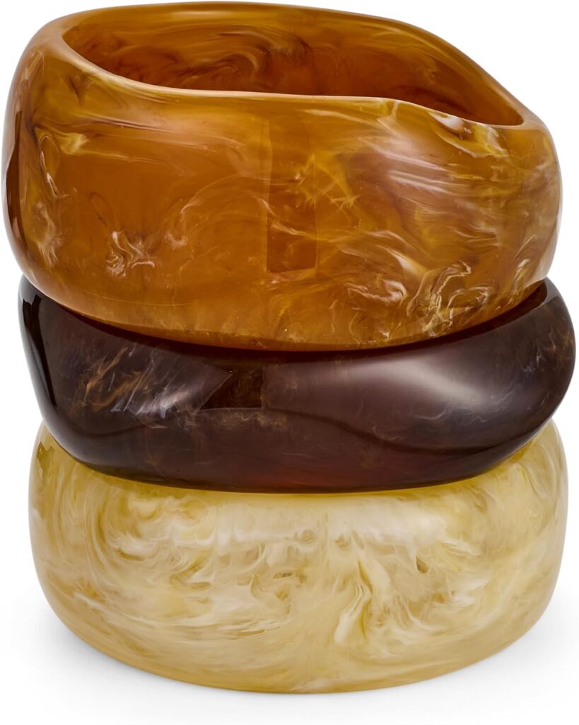 LILIEWHITE 3 PCS Acrylic Resin Bracelet For Women Trendy Chunky Bangle Bracelets Fashion Colorful Bracelet Jewelry Gift