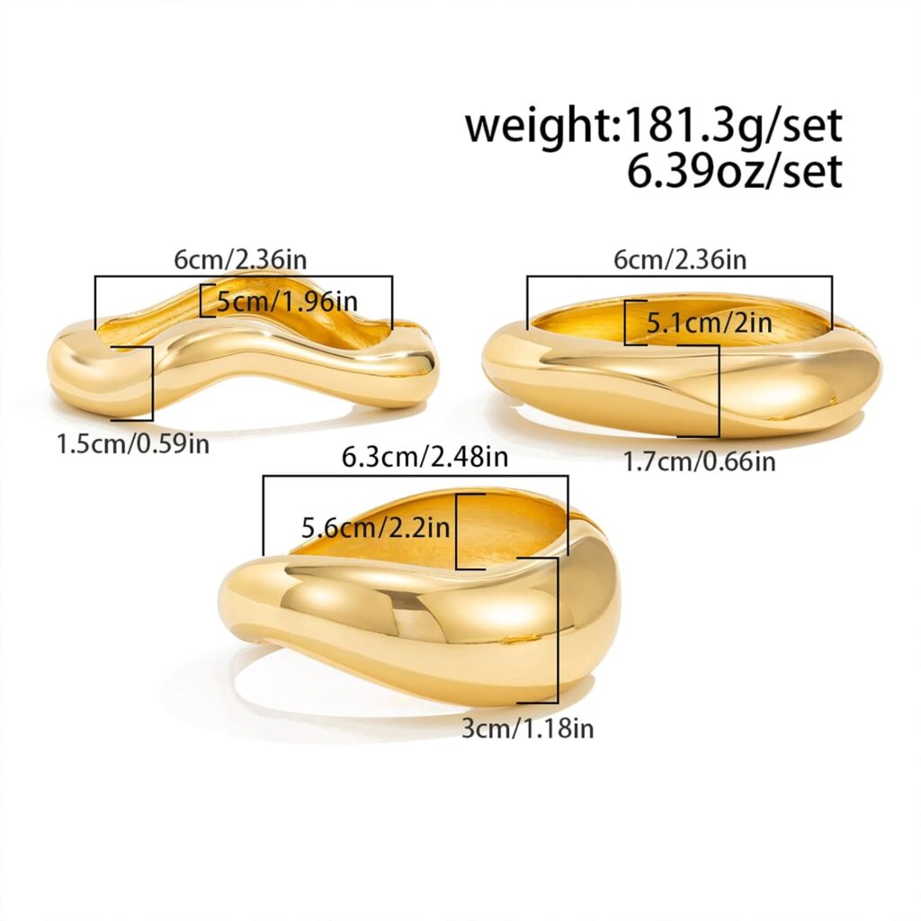 Salircon Gold Bangle Bracelets for Women Gold Wide Chunky Bracelets Trendy Hinged Cuff Open Chunky Bracelet Irregular Jewelry