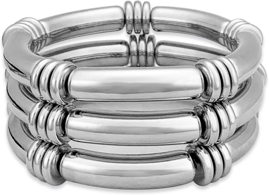 YBMYCM 5PCS Gold Chunky Bangles Bracelets for Women Plated Stackable Layered Curved Bamboo Tube Stretch Bracelets Bangle Gift Jewelry YBMYCM 5PCS Gold Chunky Bangles Bracelets for Women Plated Stackable Layered Curved Bamboo Tube Stretch Bracelets Bangle Gift Jewelry