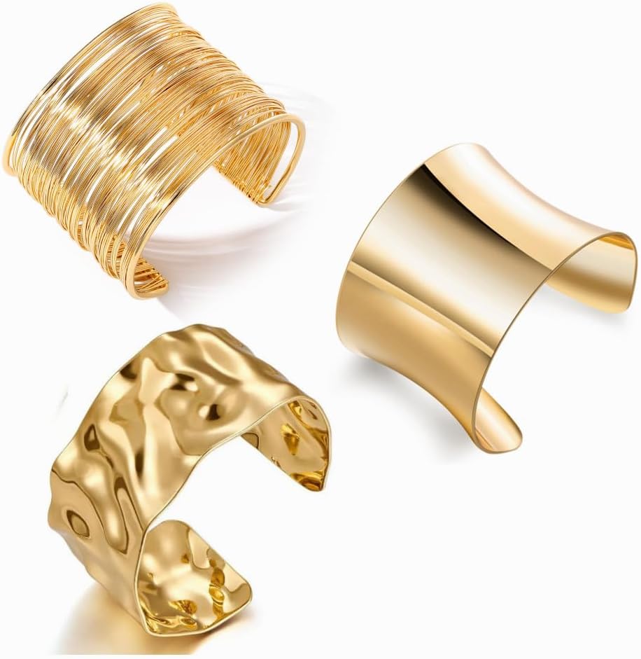 3PCS Gold Chunky Cuff Bracelets review essentials 3pcs gold chunky cuff bracelets review visual