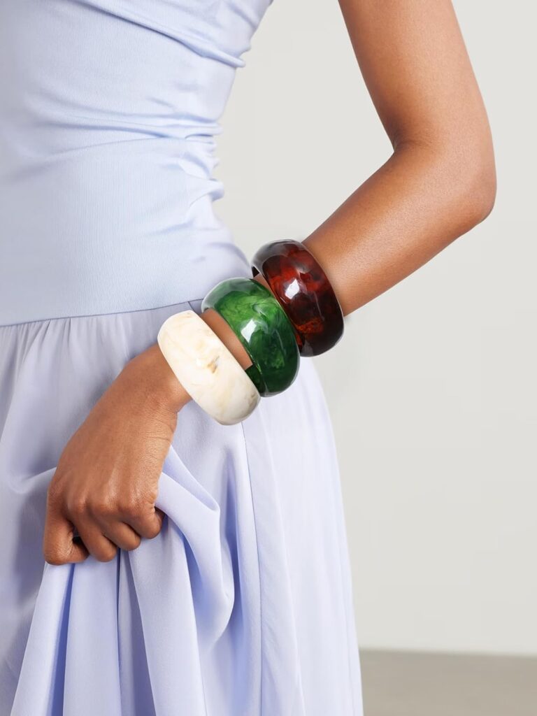 3Pcs Resin Chunky Bangle Bracelets for Women, Beach Colorful Irregular Acrylic Bracelet, Wide Stackable Bangles Vacation Jewelry Set