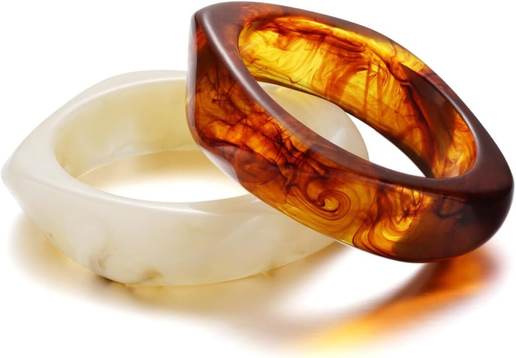 4 Pcs Square Acrylic Resin Bangle Bracelets Wide Irregular Geometric Plastic Bracelet Wristbands for Women Jewelry Set 4 pcs square acrylic resin bangle bracelets review illustration