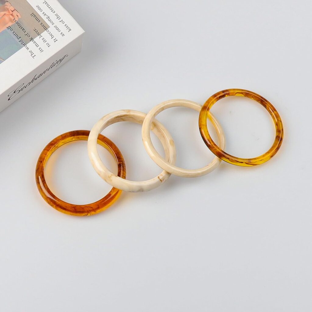 4PCS Acrylic Bangles Bracelets for Women Stackable White Brown Acetate Resin Bangles Irregular Acrylic chunky Bracelets Fashions Thick Statement Bangle Set Gift 4PCS Acrylic Bangles Bracelets for Women Stackable White Brown Acetate Resin Bangles Irregular Acrylic chunky Bracelets Fashions Thick Statement Bangle Set Gift