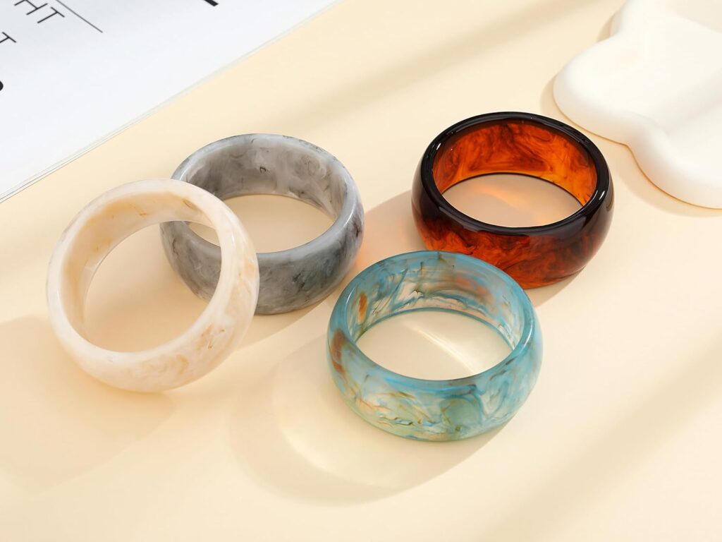 ALEXTINA 4Pcs Acrylic Big Bangle Bracelets for Women, Colorful Geometric Chunky Resin Bangles Set Wide Dome Shape Bangle Acrylic Resin Fashion Holiday Jewelry for Everyday Wear Alextina acrylic big bangle bracelets review photo
