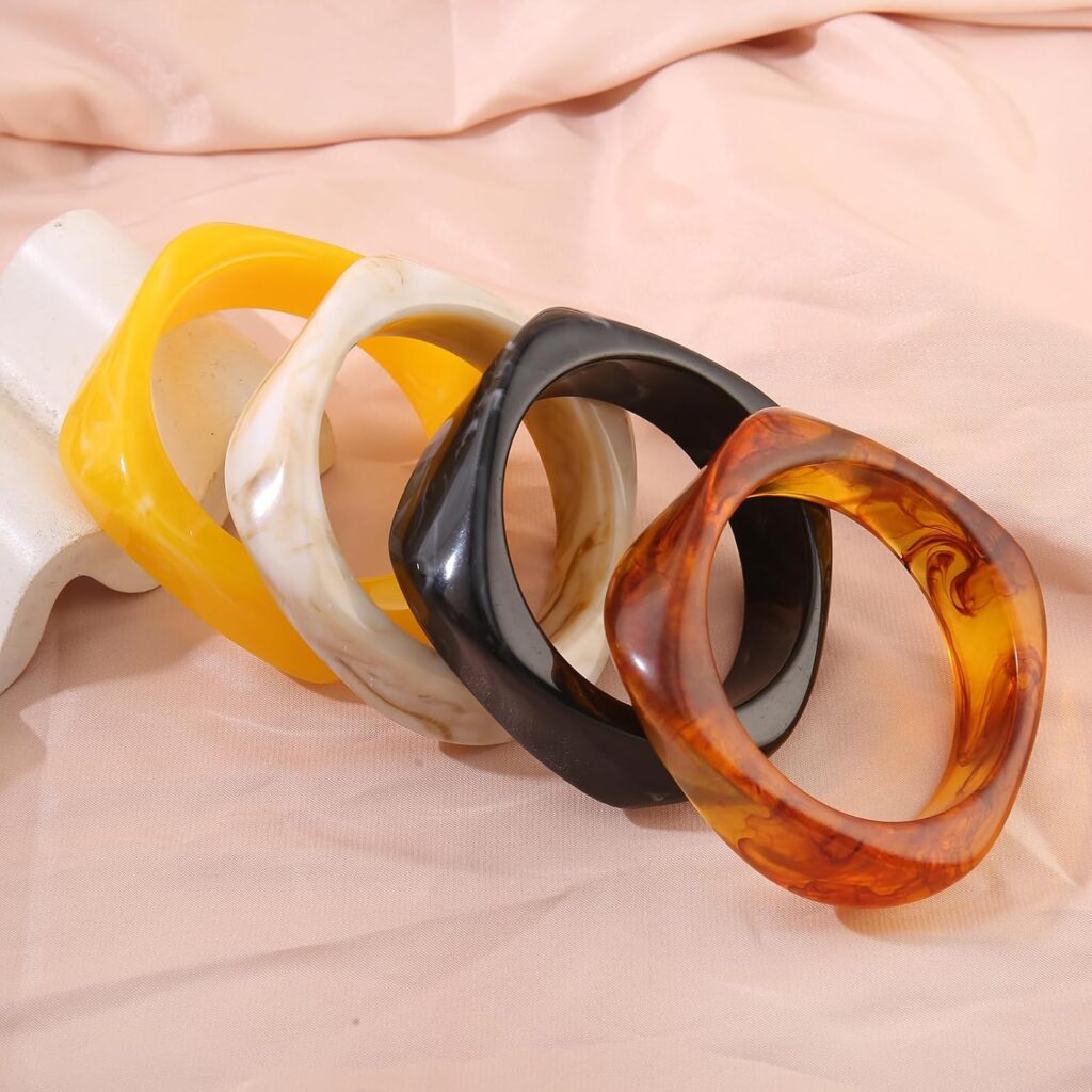 Chunky Acrylic Bangle bracelets Set for Women Colorful Statement Resin Bangles Bracelets Trendy Jewelry