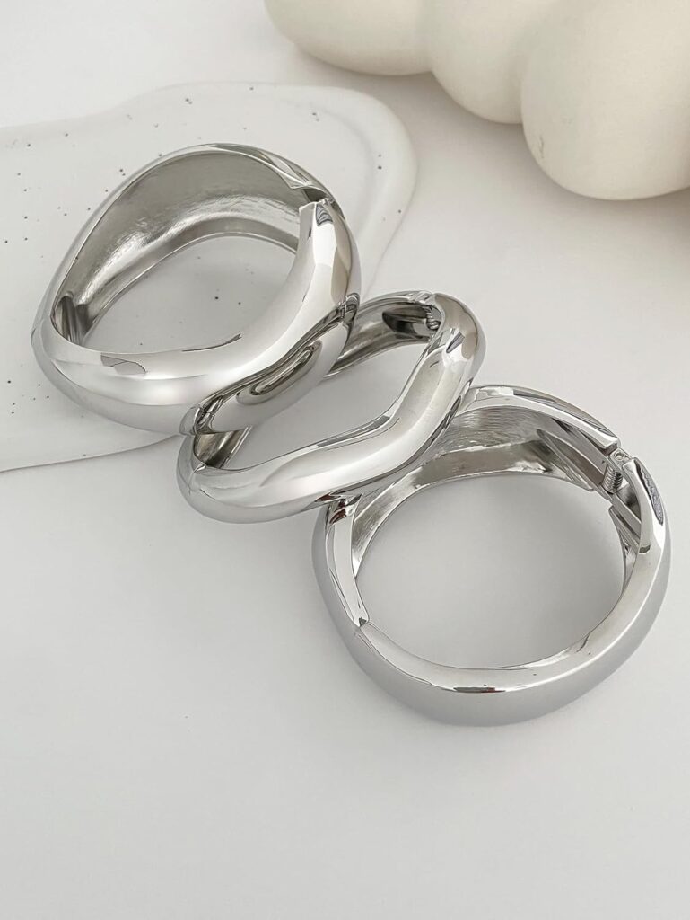 Chunky Gold Bangles Bracelets for Women Trendy Stack Statement Bangle Irregular Cuff Bracelets Fashion Jewelry Gift Chunky gold bangles bracelets for women review photo