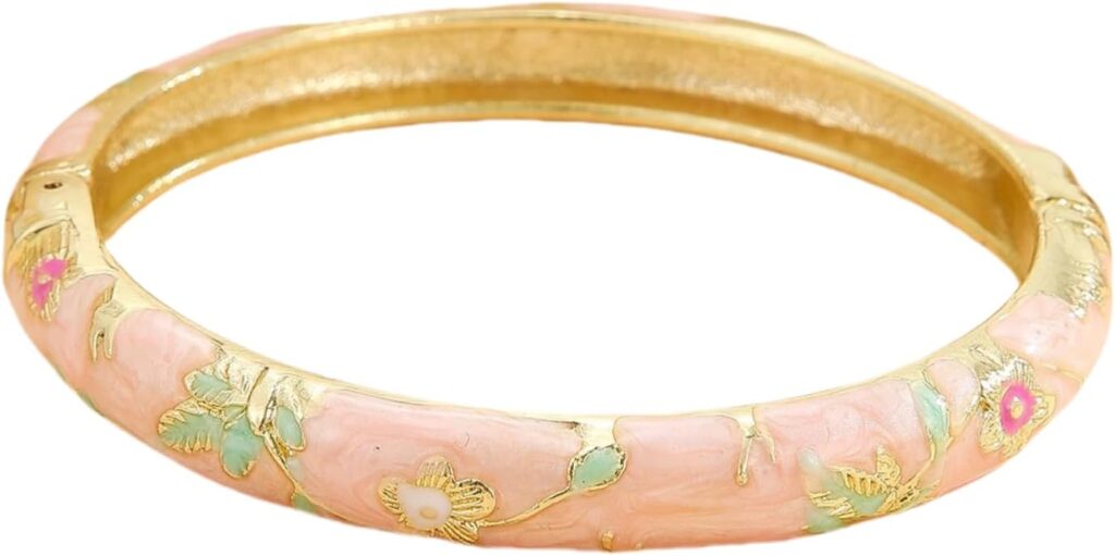 Cloisonne Bracelet For Women, Chunky Bangle Trendy Cute Flower Enamel Bangles Multi Tone Engraved Cuff Gold Plated Bracelets Stackable Wife Jewelry Friendship Gift Cloisonne Bracelet For Women, Chunky Bangle Trendy Cute Flower Enamel Bangles Multi Tone Engraved Cuff Gold Plated Bracelets Stackable Wife Jewelry Friendship Gift