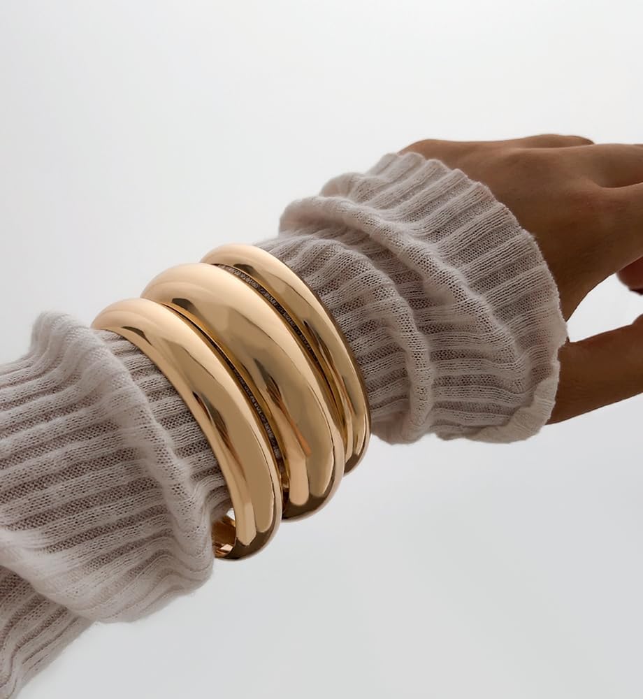 Dainty 14k gold plated bangles review image