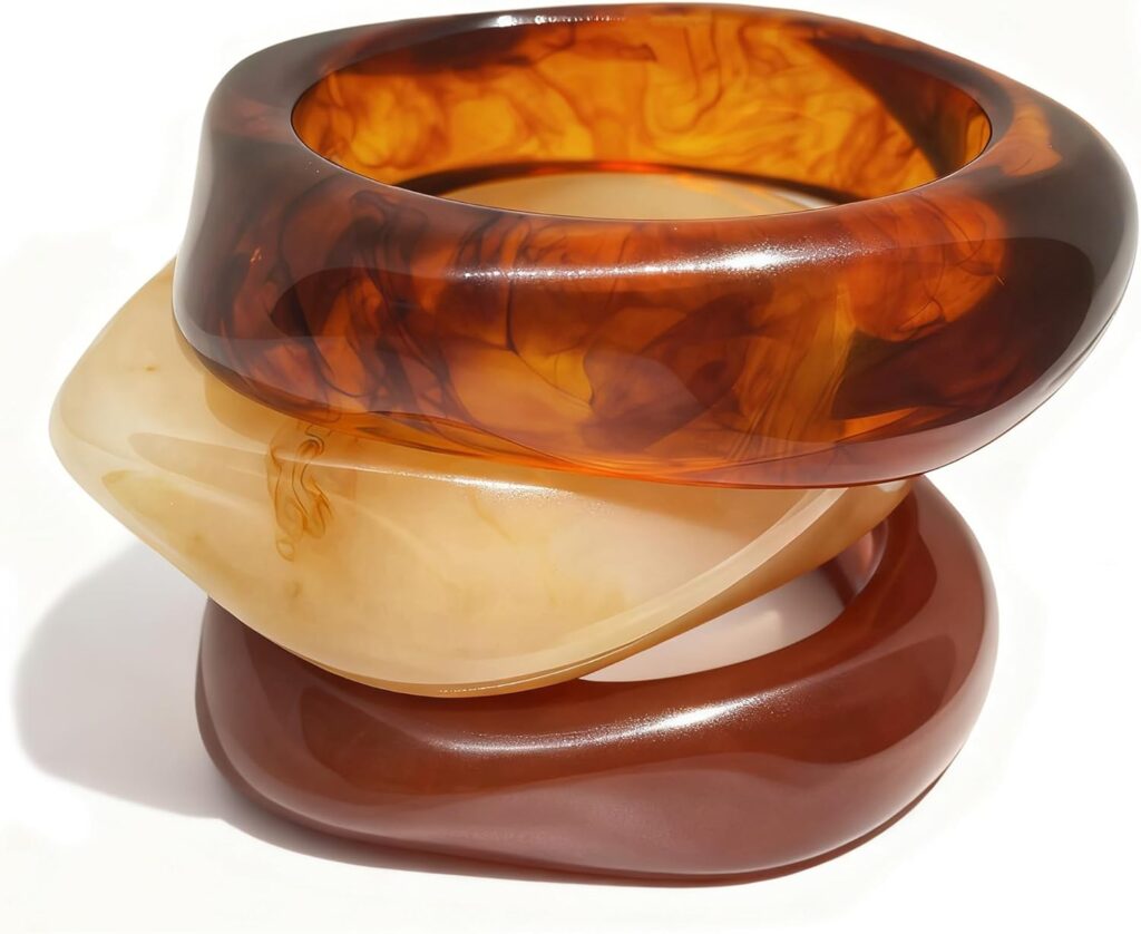 Faxhion chunky resin acrylic bangle bracelets review illustration