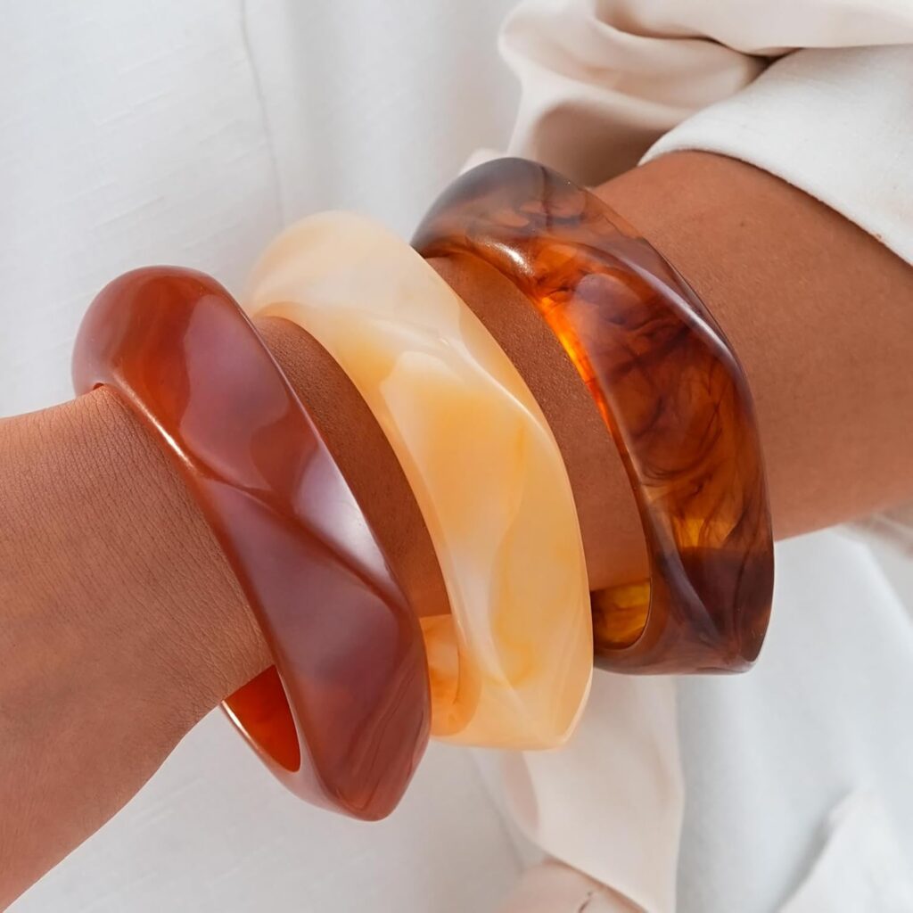 Faxhion chunky resin acrylic bangle bracelets review picture
