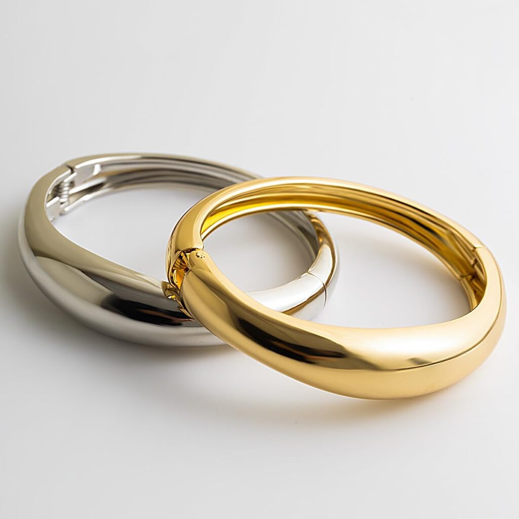 Gold Bangle Bracelets for Women Silver Plated Wide Wire Chunky Cuff Bracelets Trendy Hinged Cuff Open Wide Chunky Silver Bracelet Irregular Minimalist Bangle Jewelry Gold bangle chunky cuff bracelet review visual