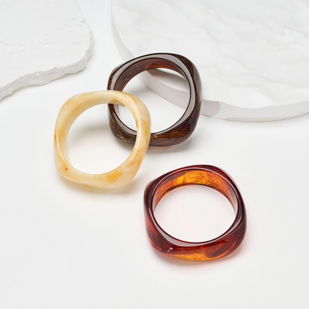 LILIEWHITE Colorful Acrylic Bangle Bracelets For Women Resin Bangles Chic Vintage Gold Bracelet Chunky Bracelets Jewelry Gift