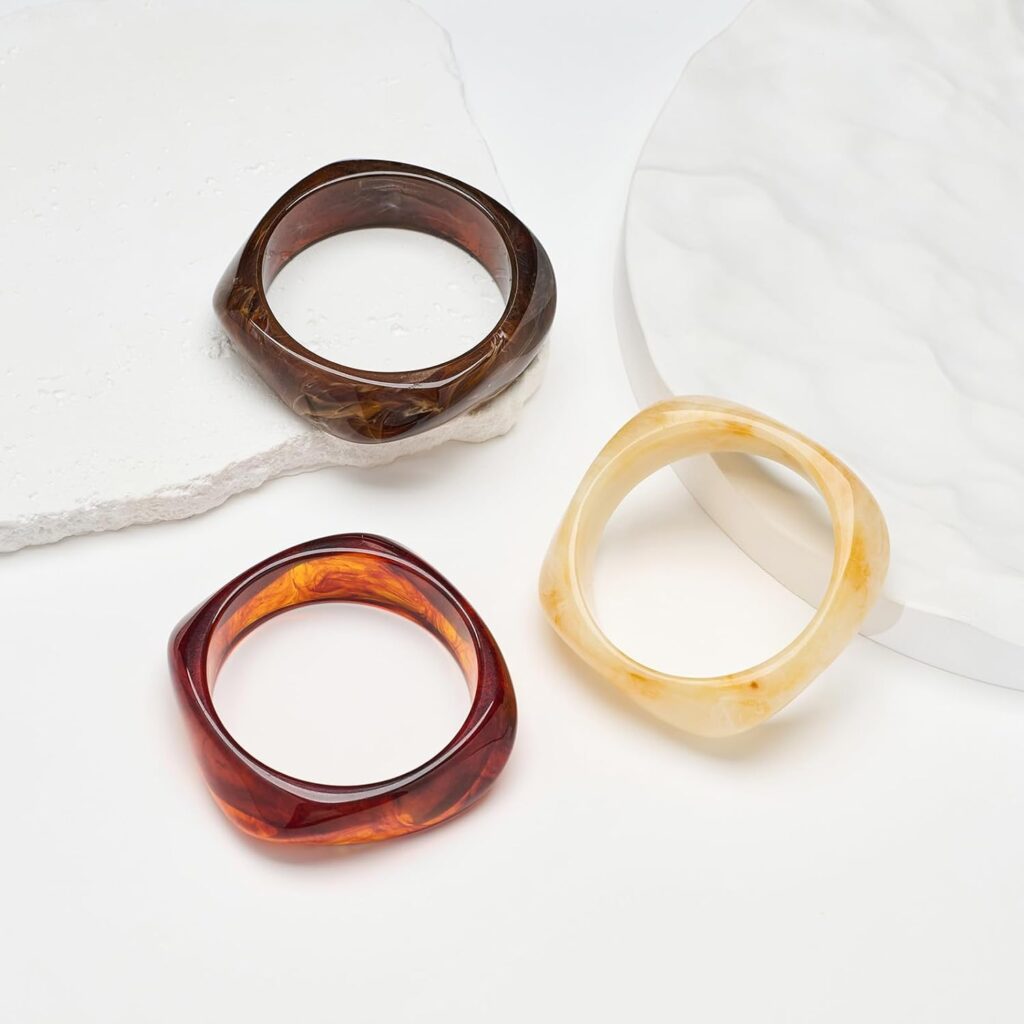 LILIEWHITE Colorful Acrylic Bangle Bracelets For Women Resin Bangles Chic Vintage Gold Bracelet Chunky Bracelets Jewelry Gift