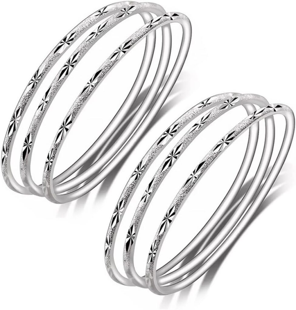 Sterling Silver Bangle Bracelets for Women,Fashion Jewelry Simple Adjustable 925 Silver Cuff Bangles for Women Mom Wife Valentine Mothers Day Gift Sterling silver bangle bracelet for women review illustration