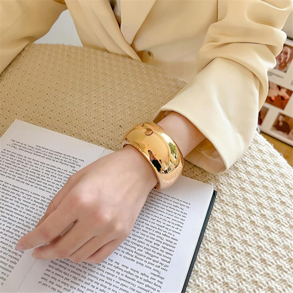 Ymbycm chunky gold-plated bangle bracelet review visual