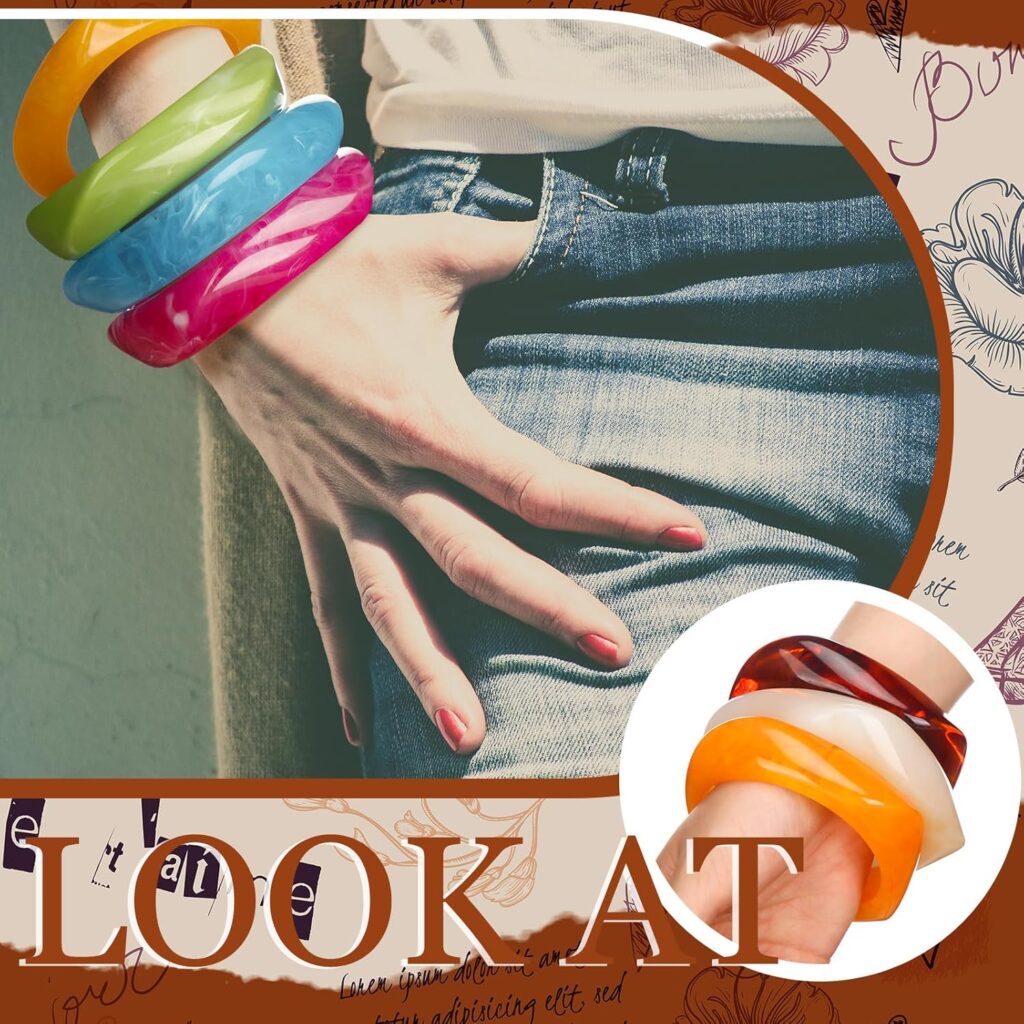 16 pcs colorful acrylic resin bangle set review image