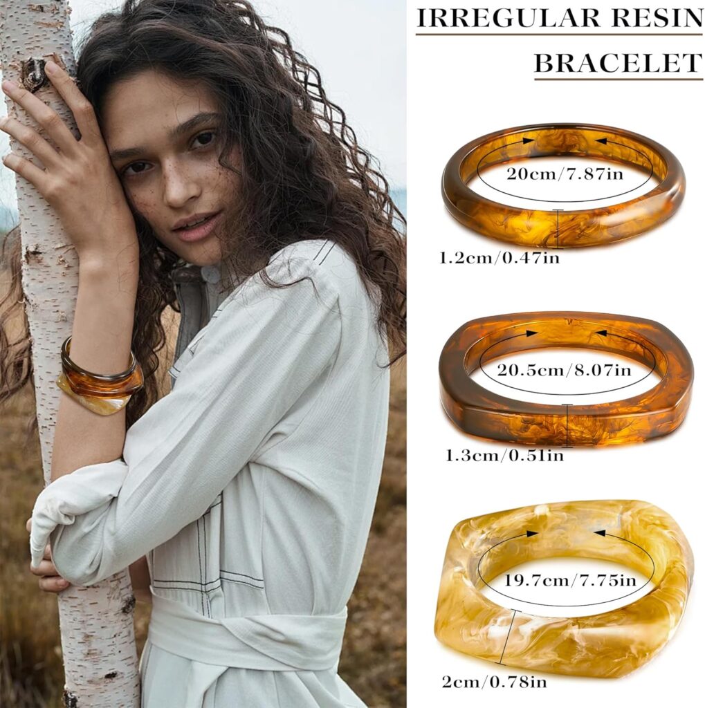 8 Pcs Irregular Chunky Wide Wrist Bangle Bracelet Colorful Acrylic Resin Bangle Bracelets Set for Women 8 pcs chunky wide wrist bangle set review image