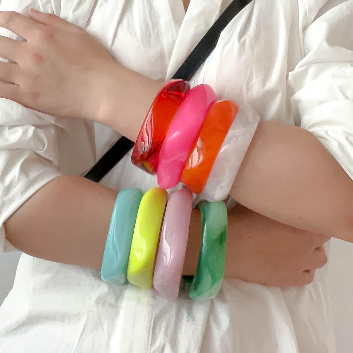 Caiyao Colorful Square Acrylic Resin Bangle review tips