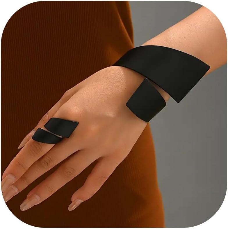 Chunky bangle bracelet for women black cuff review illustration