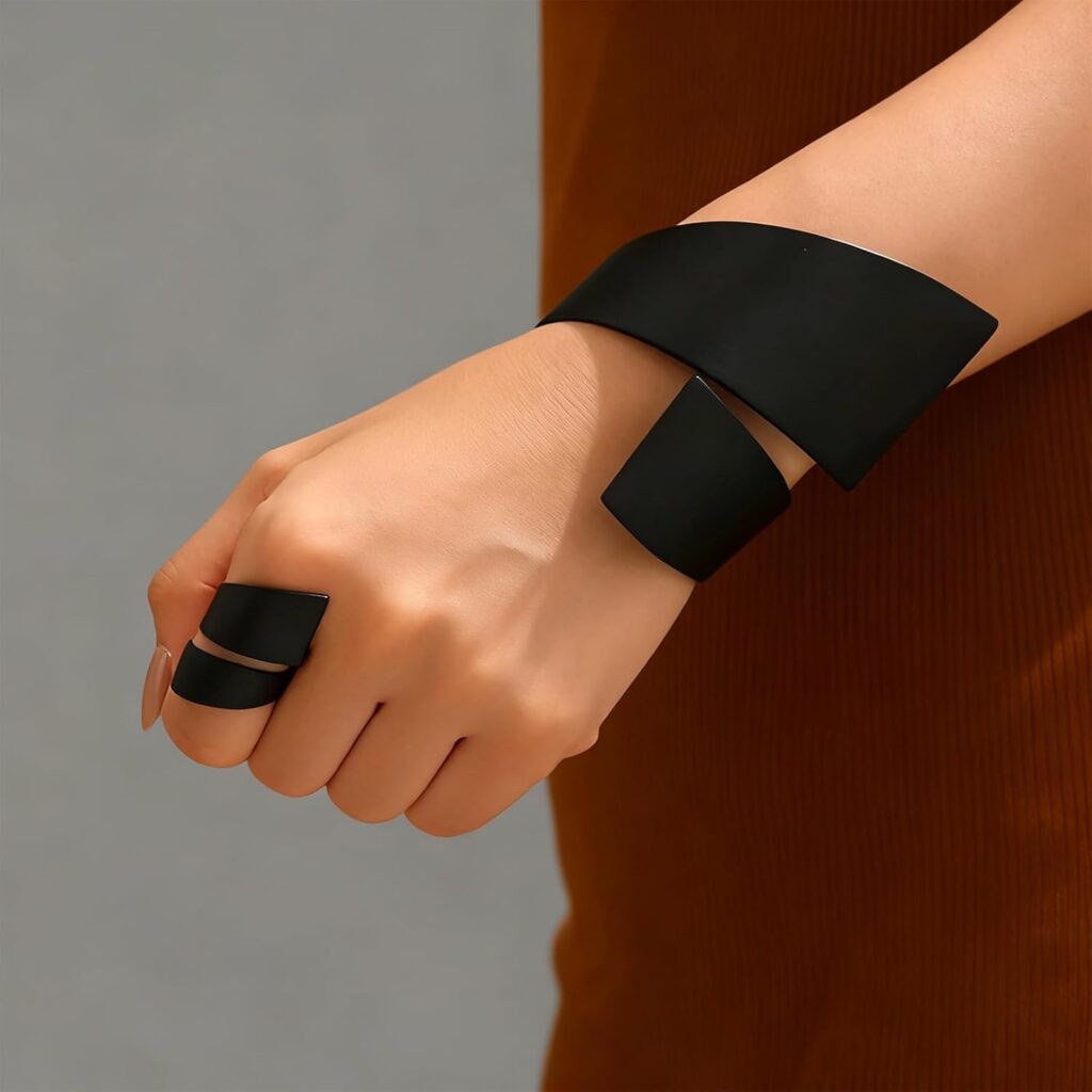 Chunky bangle bracelet for women black cuff review picture