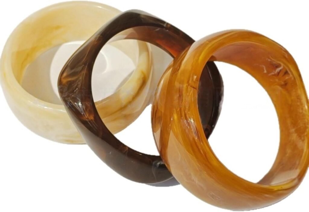 Chunky Bracelet Set for Women | 3-Pack Acrylic Resin Bangles | Brown Colorful Statement Jewelry | Indian Style Bangle Bracelets Chunky bracelet set women 3-pack acrylic resin bangles image